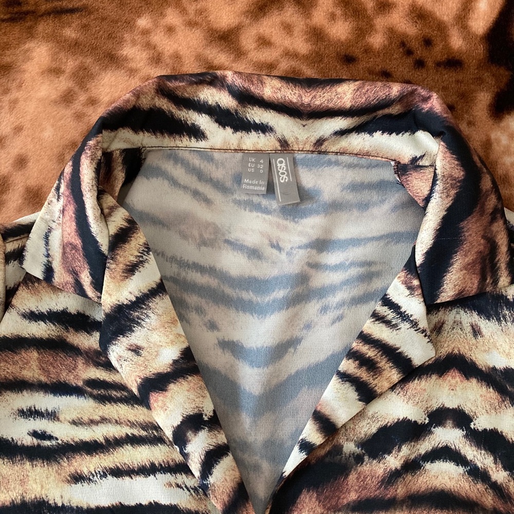 Asos Tiger Print Button Down Blouse - image 3